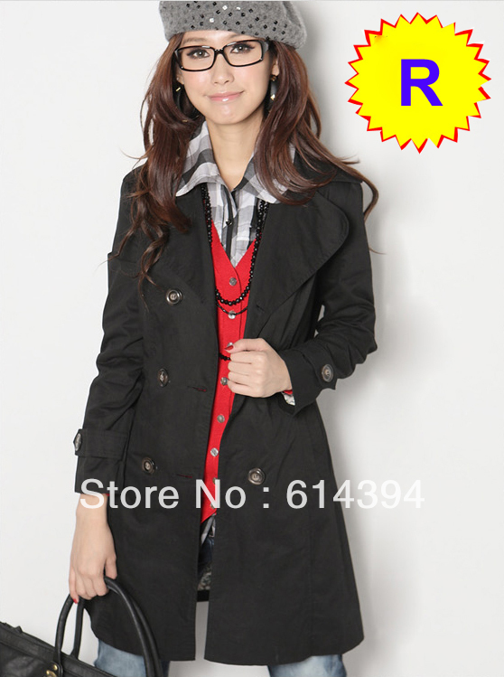 large size slim fit lady coat long sleeve double-breasted women turn-down collar outercoat free shipping--ChinaChance--CTF19