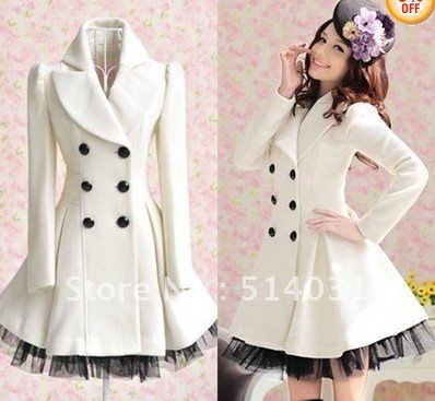 Latest style new winter Women White Trench Coat Jacket Dress Parka Slim Fit Peacoat Outwear Size S~XL