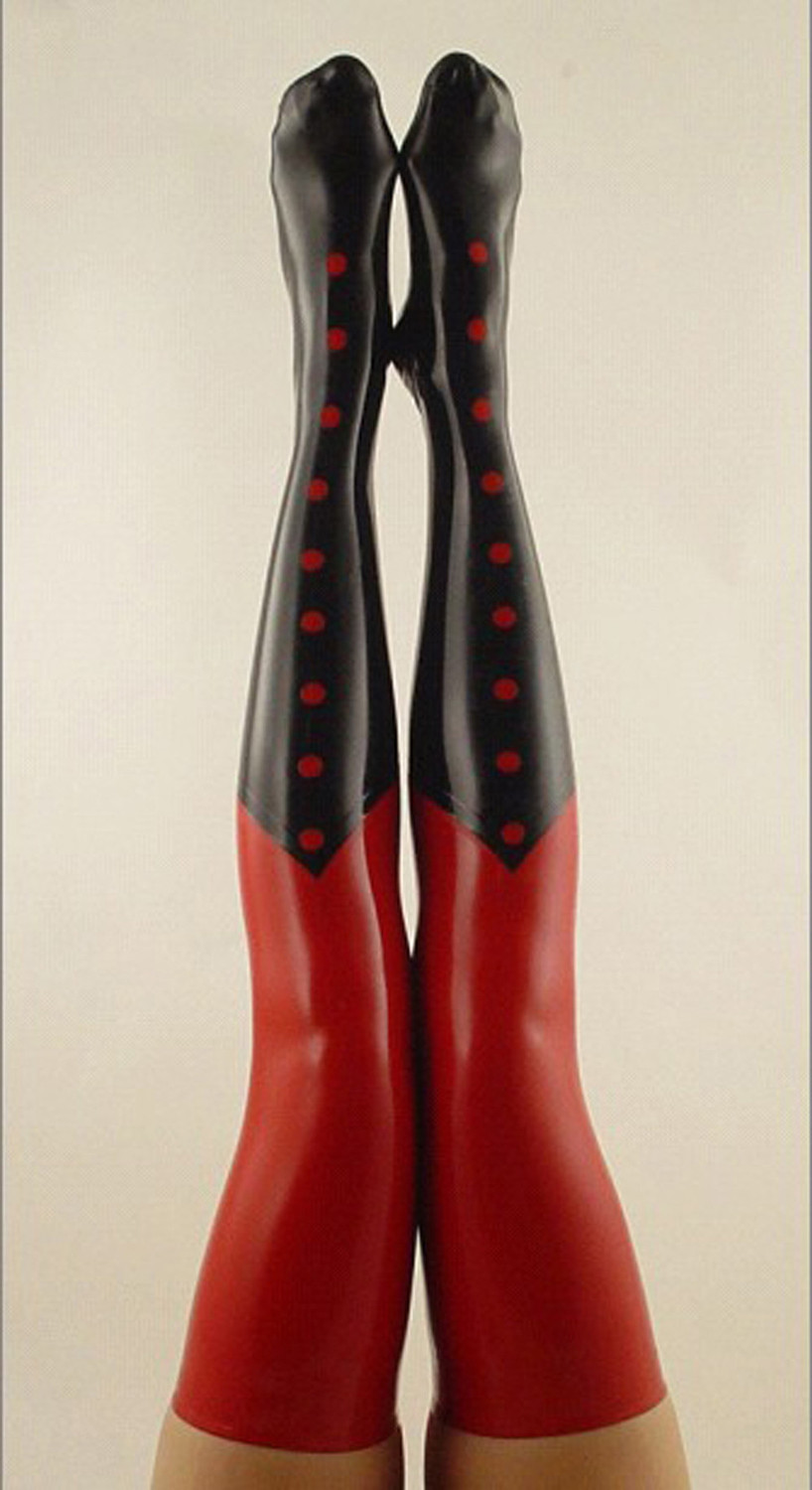 Latex stockings 100% pure natural latex handmade red and black