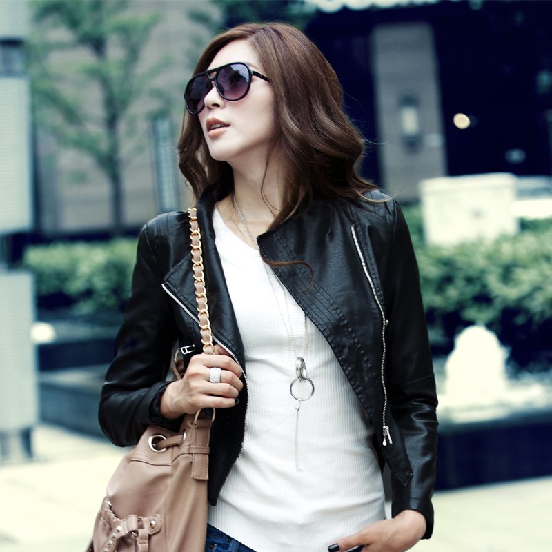 Leather clothing 2012 autumn motorcycle jacket short design small leather clothing women outerwear 3k1107g6