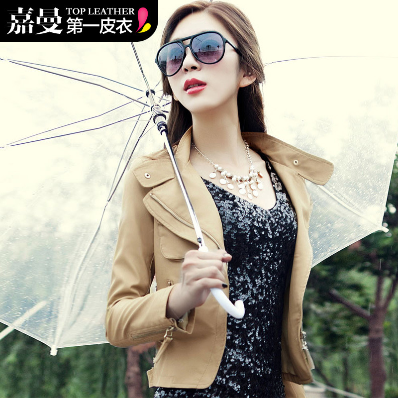 Leather clothing 2012 autumn ol short design stand collar small leather clothing women outerwear jacket 3kf39g6