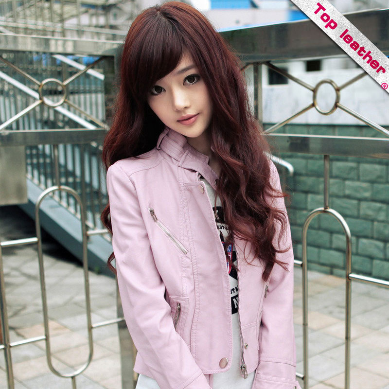 Leather clothing 2012 autumn outerwear stand collar small leather clothing female short design slim outerwear 1f1010b