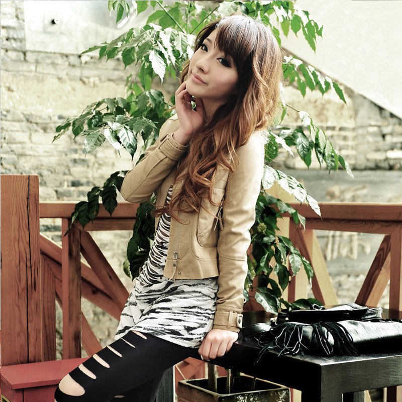 Leather clothing 2012 autumn slim short design small leather clothing female outerwear jacket 1e1018a8