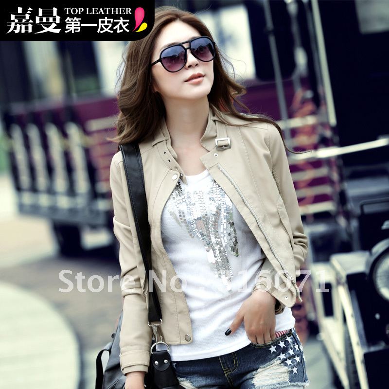 Leather clothing 2012 cool stand collar short design slim small leather clothing female jacket 3k1018g6