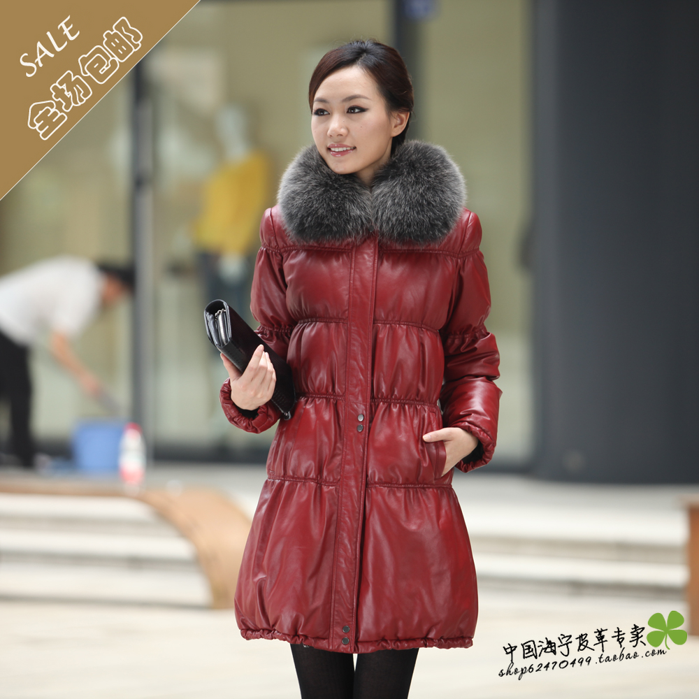 Leather clothing 2012 down leather clothing genuine leather down coat female medium-long sheepskin outerwear CM-W0232