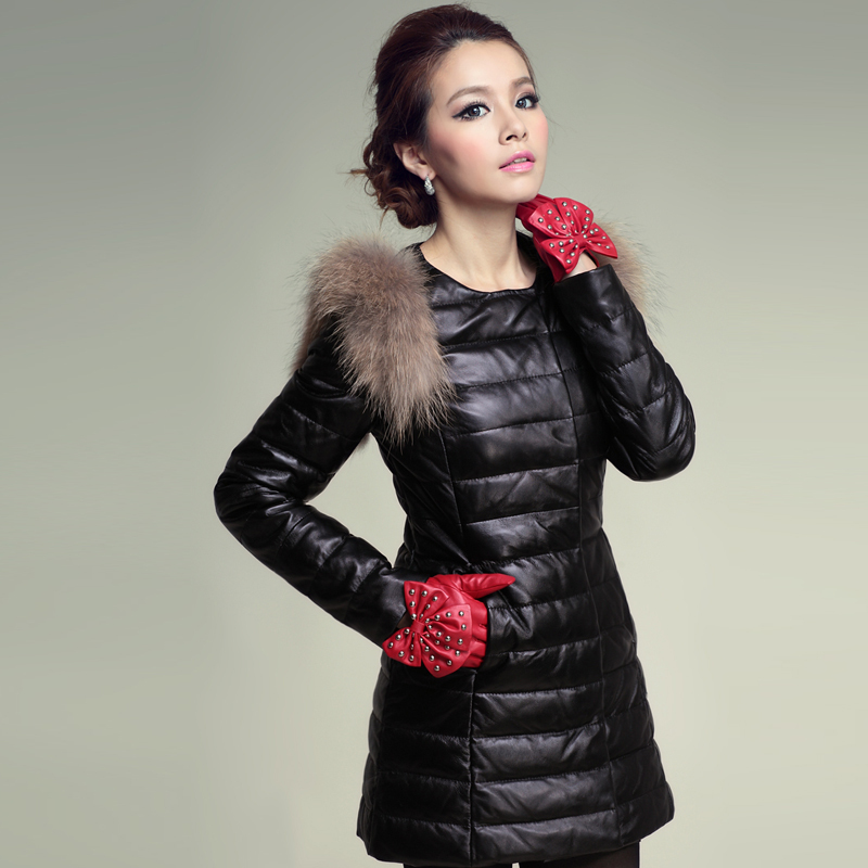 Leather clothing 2012 genuine leather down coat female sheepskin genuine leather clothing medium-long slim outerwear