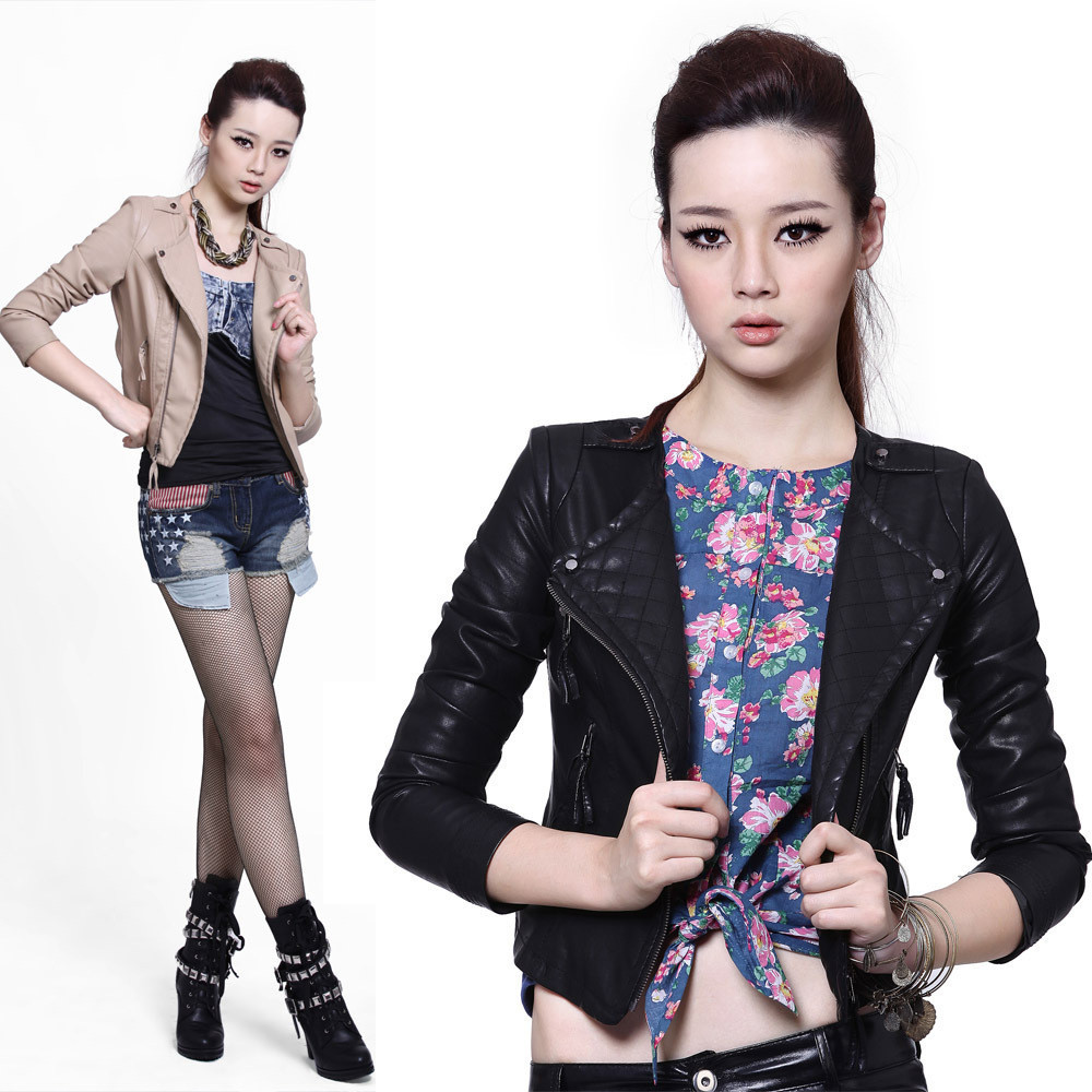 Leather clothing 2012 outerwear slim waist motorcycle slim small leather clothing women outerwear 1122