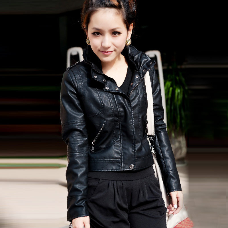 Leather clothing 2012 street PU clothing all-match short design water washed leather clothing 0708