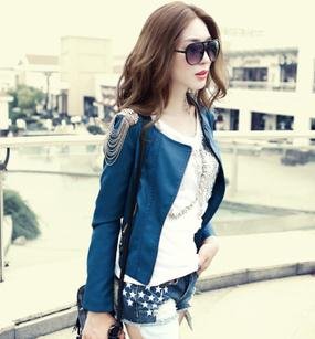 Leather clothing 2013 autumn outerwear fashion motorcycle tassel short design slim PU small leather clothing