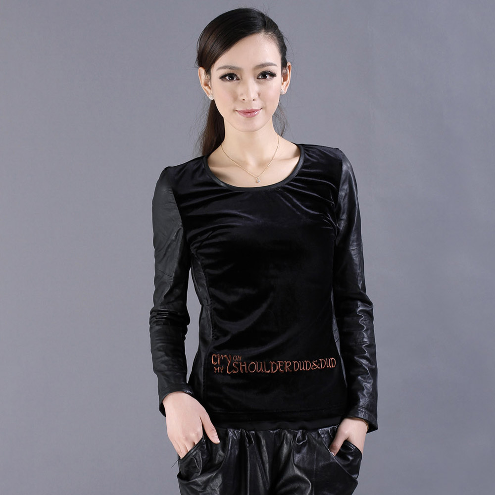 Leather clothing 2013 lace genuine leather basic shirt slim female fashion outerwear