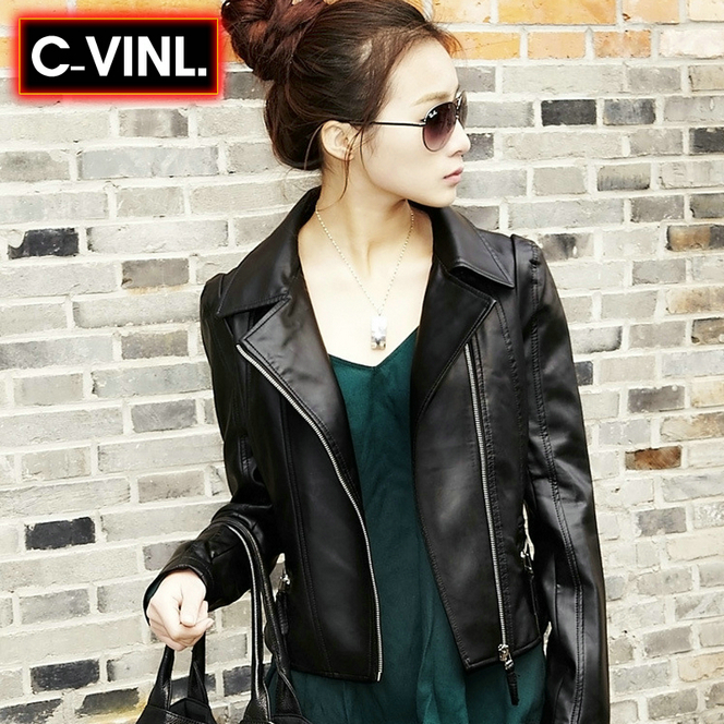 Leather clothing autumn 2012 PU short design leather clothing turn-down collar plus size motorcycle