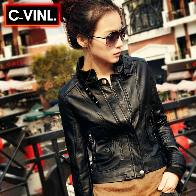 Leather clothing autumn outerwear Women 2012 water wash PU ultra-short paragraph leather clothing female slim women's outerwear