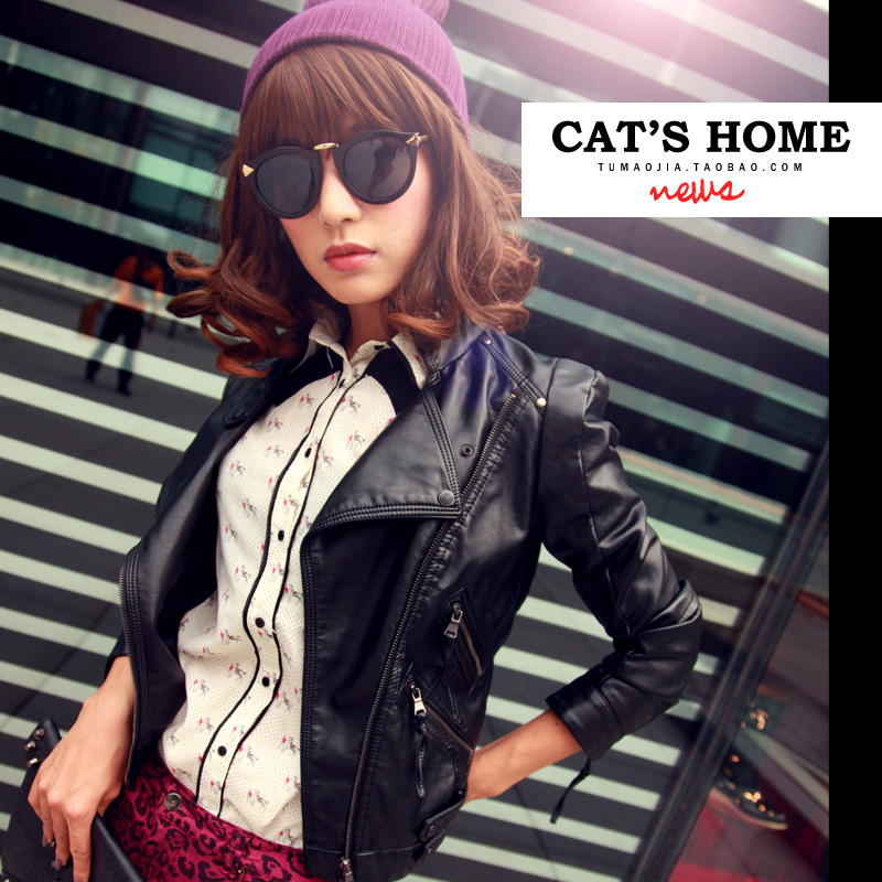 Leather clothing female fashion design spring short slim leather clothing outerwear spring new arrival leather clothing