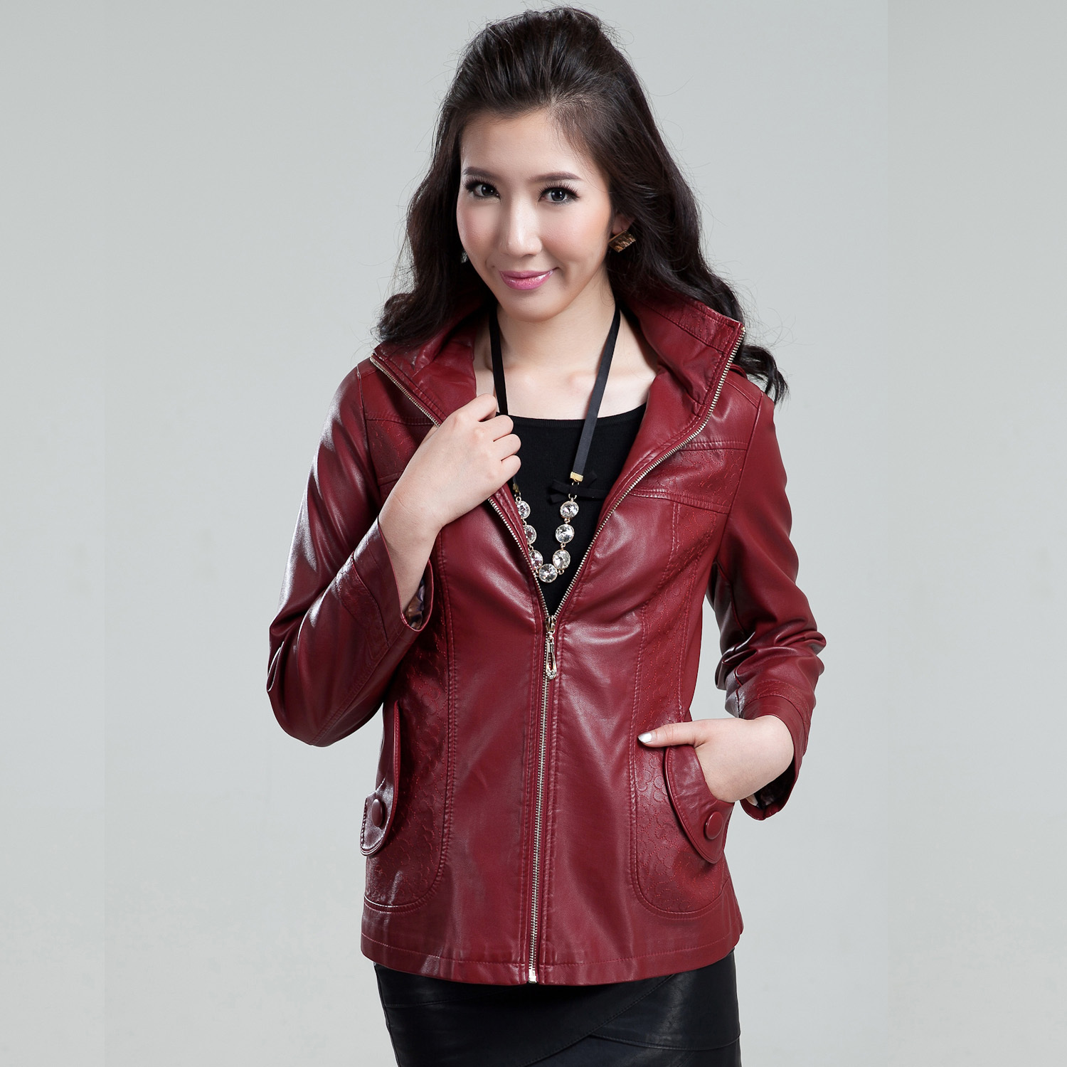 Leather clothing female genuine leather sheepskin slim with a hood female leather jacket plus size leather clothing outerwear