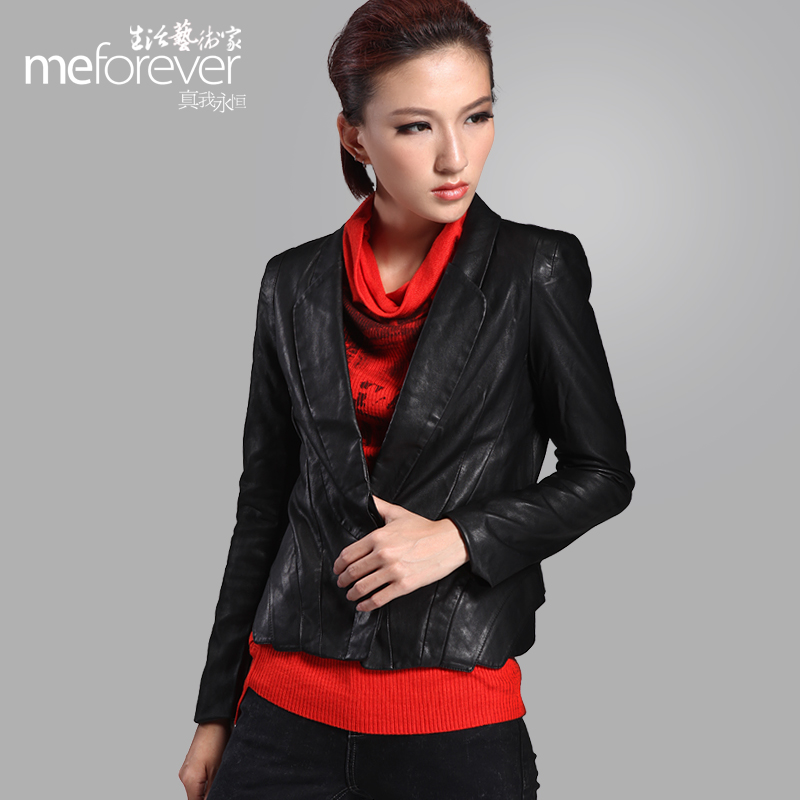 leather clothing female short design slim 2013 outerwear  Free Shipping