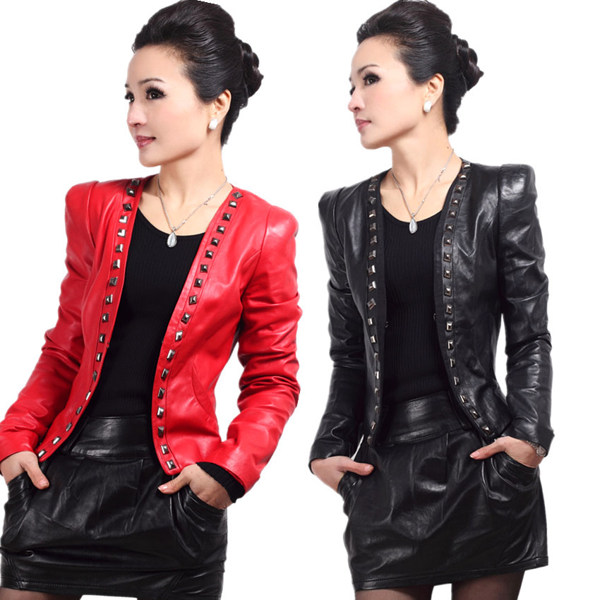 Leather clothing female V-neck genuine leather clothing slim short design sheepskin leather clothing outerwear