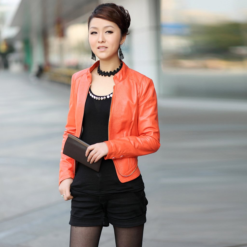 Leather clothing genuine leather women coat stand collar slim short design leather clothing sheepskin spring and autumn