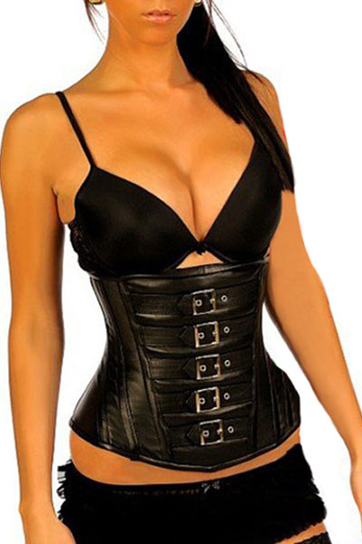 Leather dance party slim buttons tight shapewear vest 5267