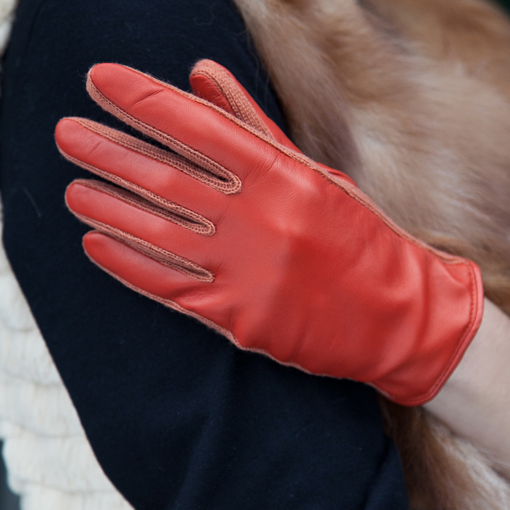 Leather gloves female fashion genuine leather gloves women's sheepskin autumn and winter thermal w-28