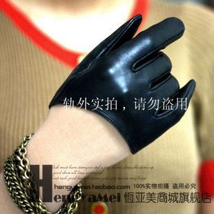 Leather gloves female fashion gloves hip-hop leather gloves