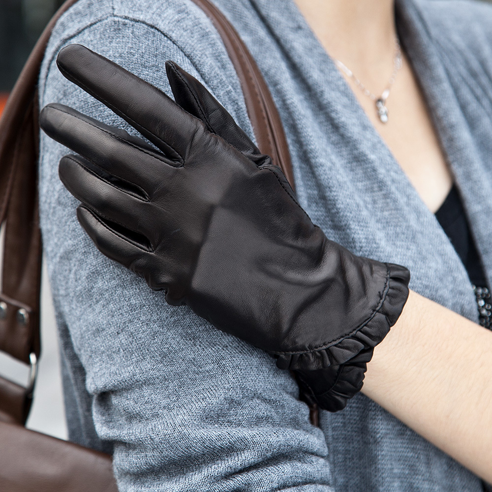 Leather gloves female genuine leather winter genuine leather gloves thermal w-02 women's sheepskin