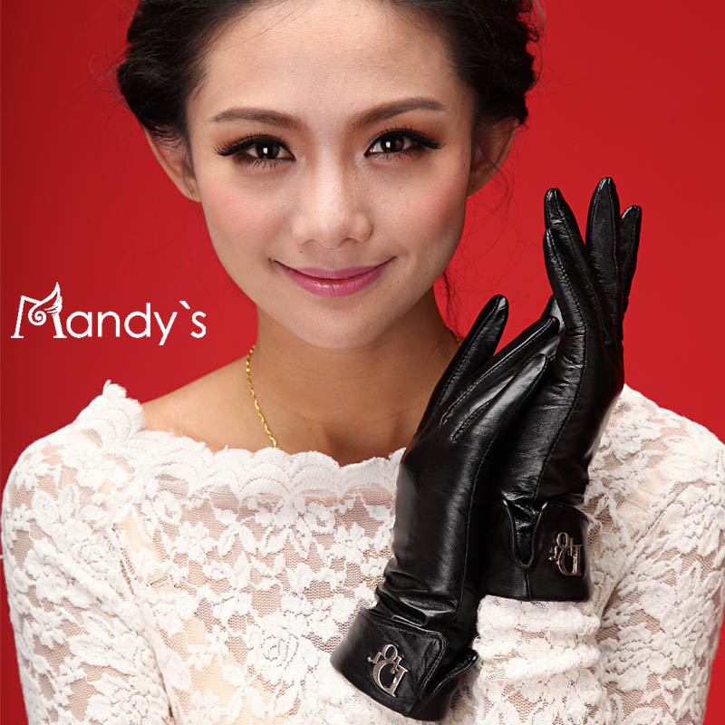 Leather gloves women's fashion business gift women's genuine leather sheepskin gloves winter