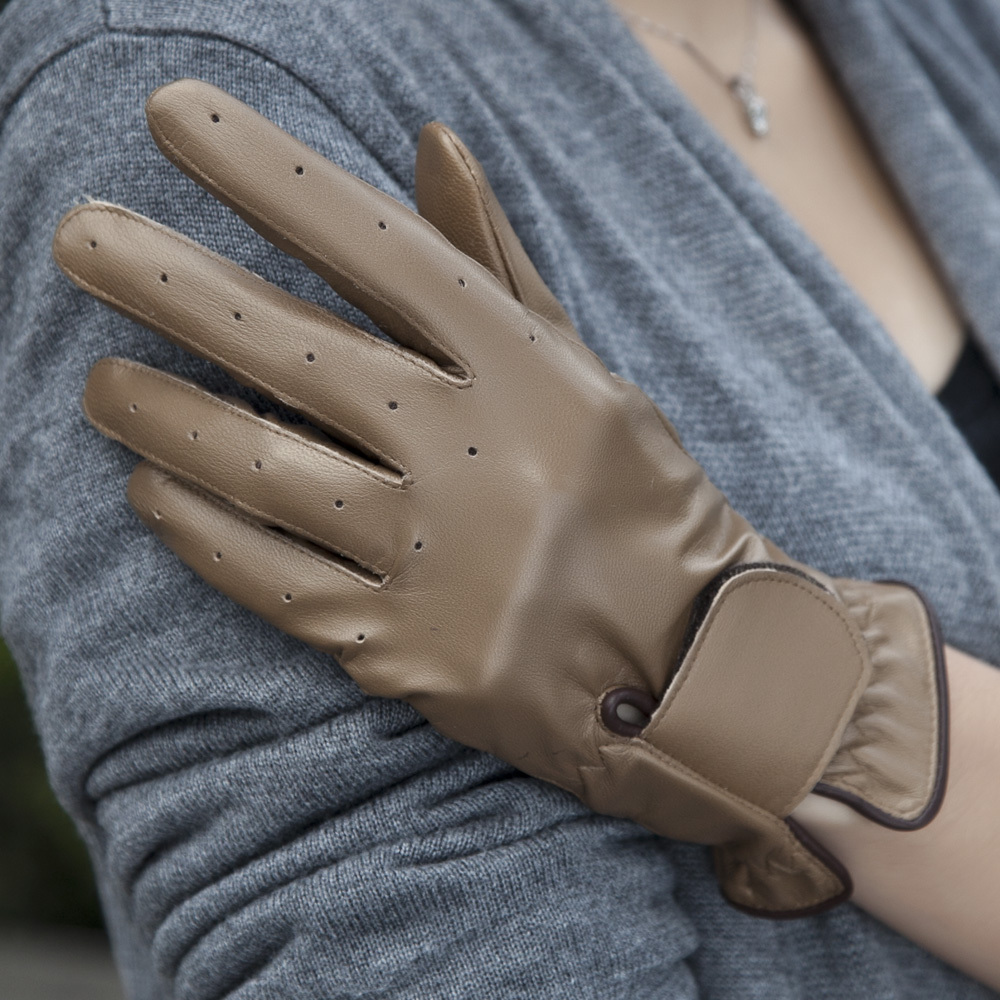 Leather gloves women's sheepskin gloves female winter genuine leather gloves japanned leather w-21