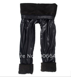 Leather leggings 360g 87CM black Korea's fashion pants winter warm Legging FREE SHIPPING CHINA POST