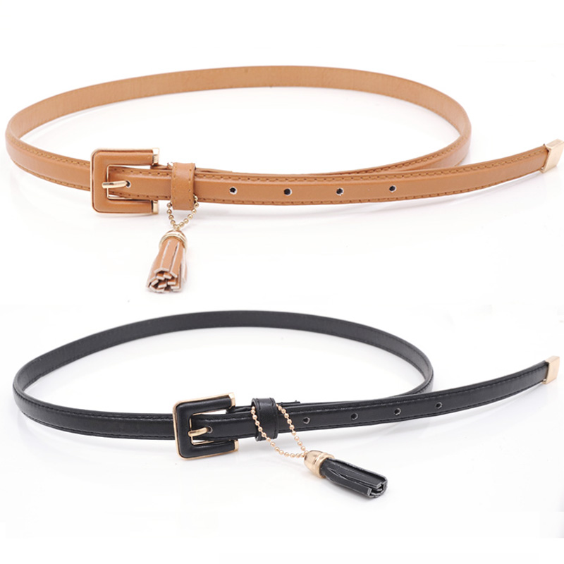 Leather packet agings fashion all-match japanned leather strap tassel decoration women's belt a2