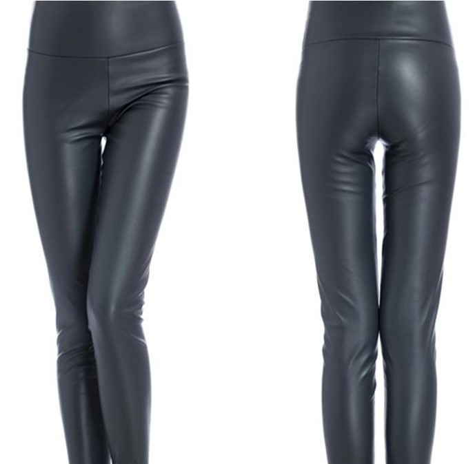 Leather pants warm cashmere is not inverted high waist Leggings wholesale