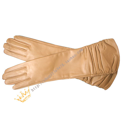 Leather suede women's lengthen top genuine leather gloves fashion