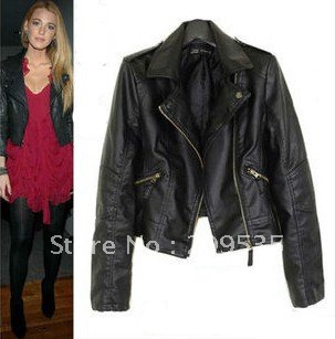 Leather women's jacket PU jacket winter coat Free shipping L182