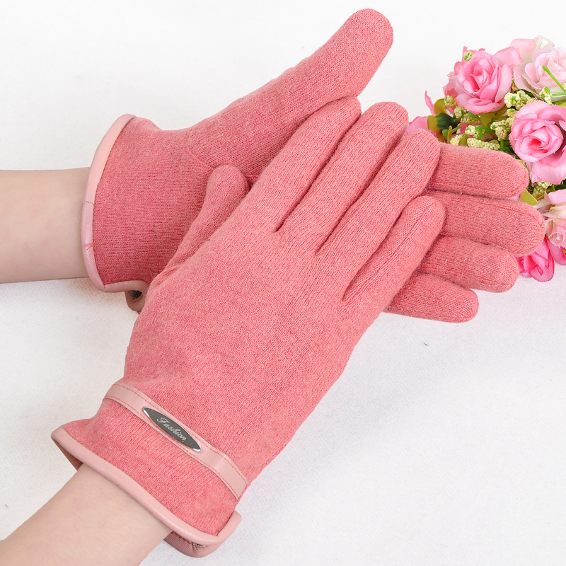 Leather xizi thickening thermal wool gloves 2012 winter female