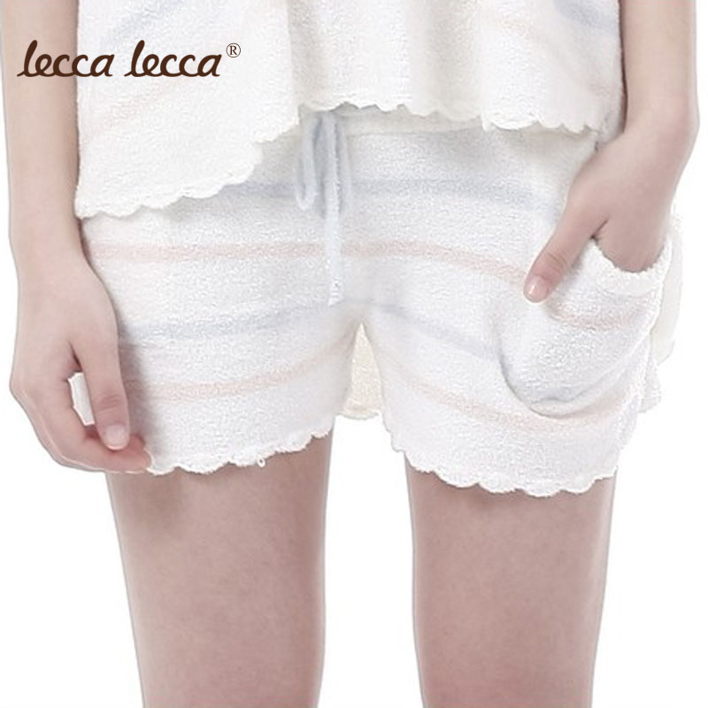 Leccalecca autumn and winter lounge pants female sweet cute pajama pants stripe knitted shorts