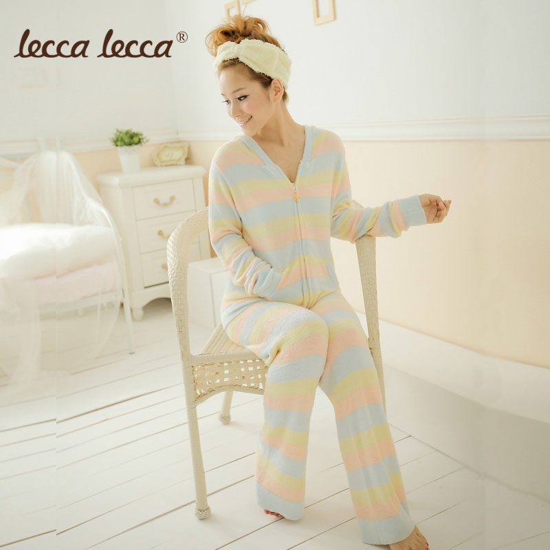 Leccalecca autumn and winter lounge set female sweet long-sleeve with a hood sleep set