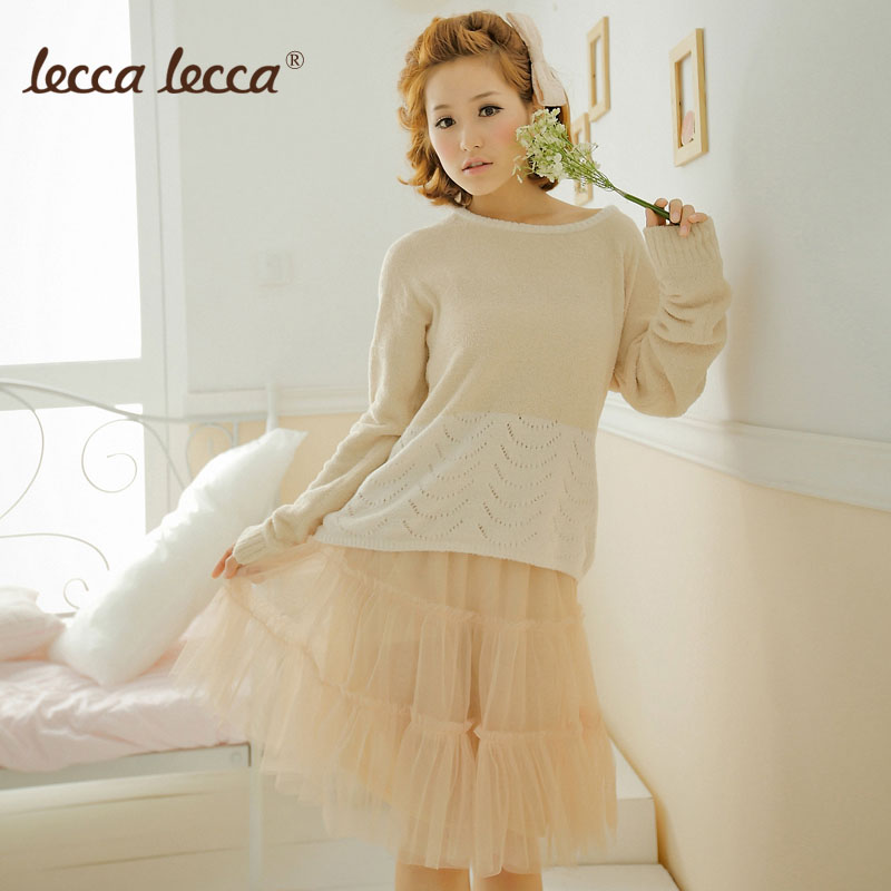 Leccalecca lounge summer sweet puff skirt gauze skirt basic medium skirt female