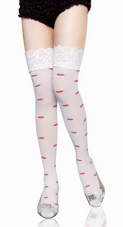 Leg sexy over-the-knee ultra-thin nobility white lace red stockings 7802