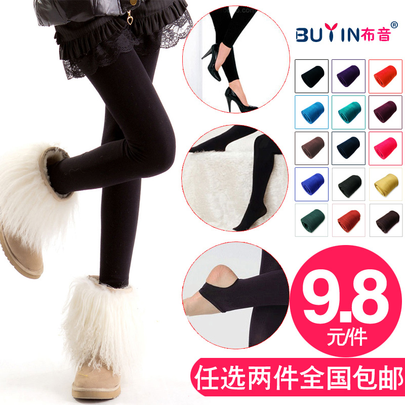 Legging female thermal fleece thick elastic pants step stockings ankle length trousers plus size