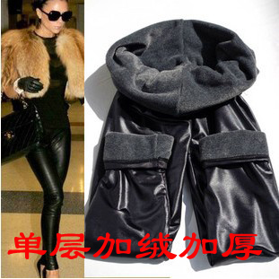 Legging pearl plush faux leather velvet koala velvet ankle length legging plus velvet thickening warm pants female autumn and