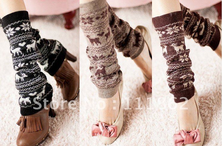 Leggings socks , wool jacquard Christmas deer snow ethnic style ladies boot covers