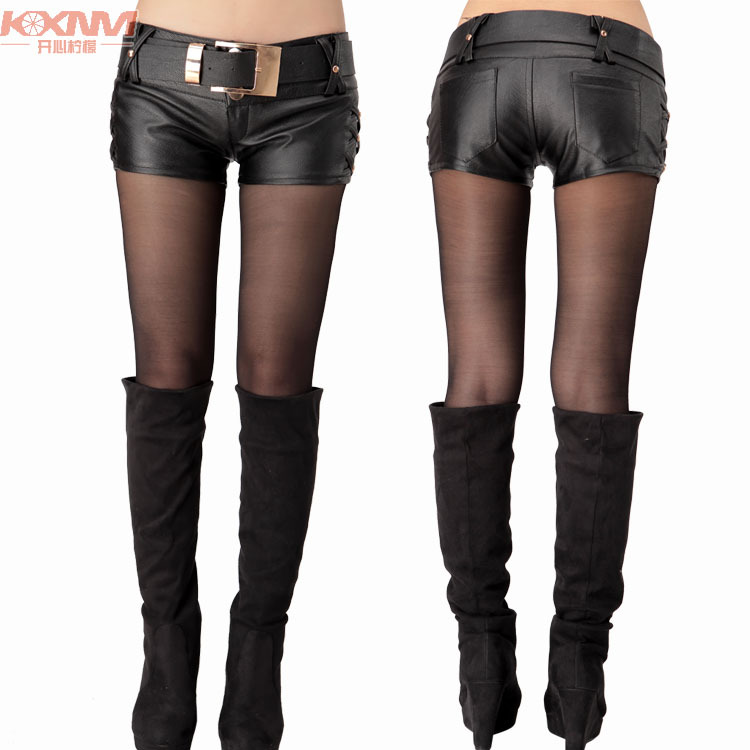 Lemon 2012 autumn and winter leather boot cut jeans leather shorts 12-dk9129 with belt