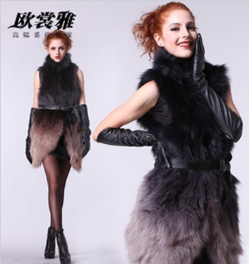 Length of the design of new high quality fox fur coat ma3 jia3 fur vest  free shipping