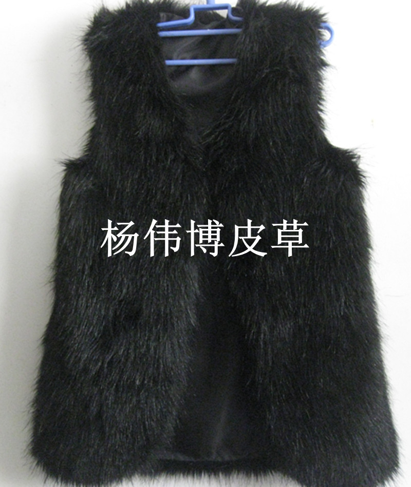 Lengthen faux female V-neck spring and autumn black fox fur wool vest outerwear vest