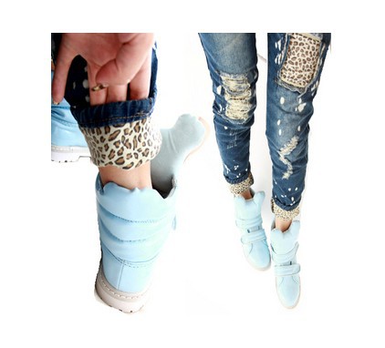 Leopard grain mill white holes feet pants pencil jeans flanging fashion snow pants free shipping