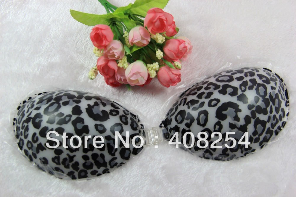 Leopard Gray Patterns Strapless Backless Invisible Silicone Bra Inserts Pads Breast Enlarge Size ABCD