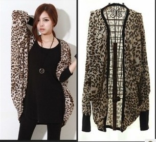 Leopard print 2012 sunscreen outerwear medium-long loose batwing shirt outerwear summer long-sleeve sun protection clothing air