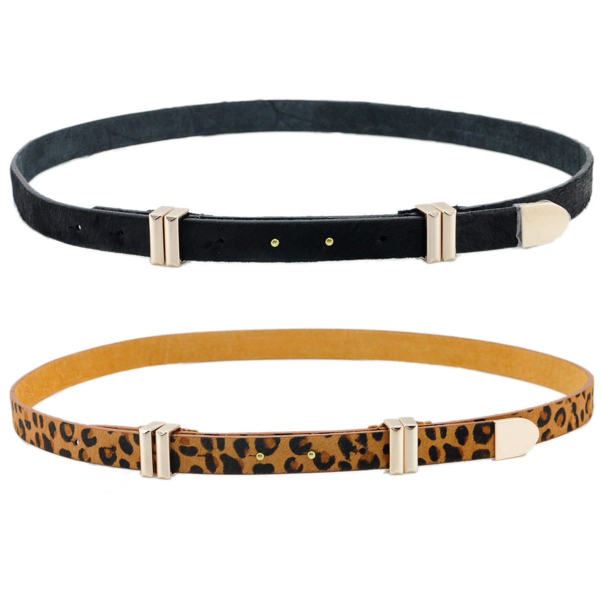 Leopard print genuine leather horse hair elegant women's thin belt brief buckle ol women's strap