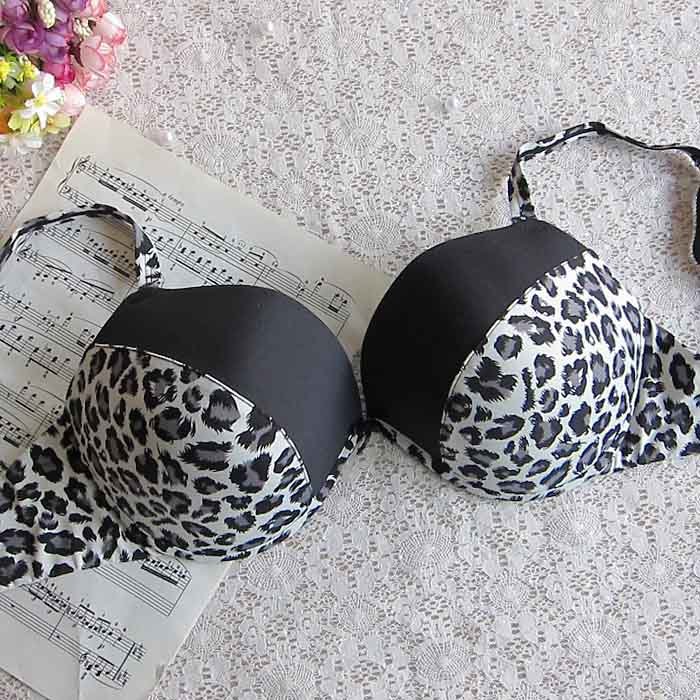 Leopard print j2 thick thin bra large cup mm women's underwear