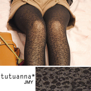 Leopard print jacquard mesh velvet pantyhose mesh cutout socks