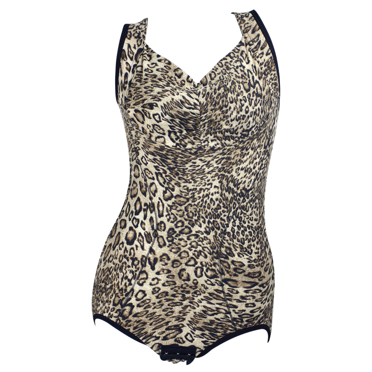 Leopard print plus velvet one piece body shaping underwear lt127